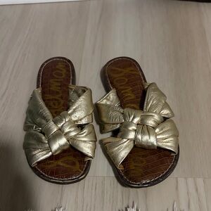 Sam Edelman Gold Bow Slide Sandals